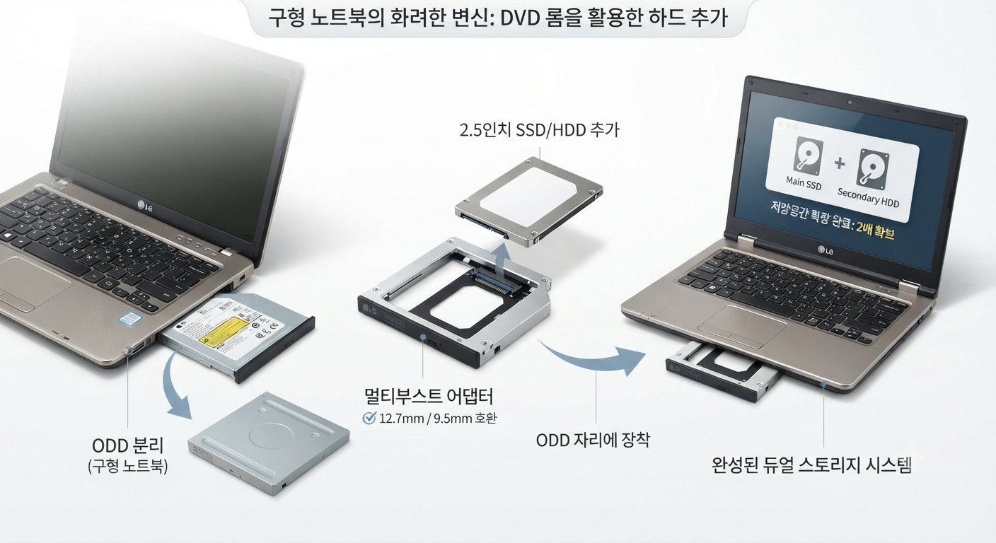 [기술 특집] 낡은 노트북의 화려한 변신, ODD 베이를 활용한 저장공간 확장 전략 대표 이미지