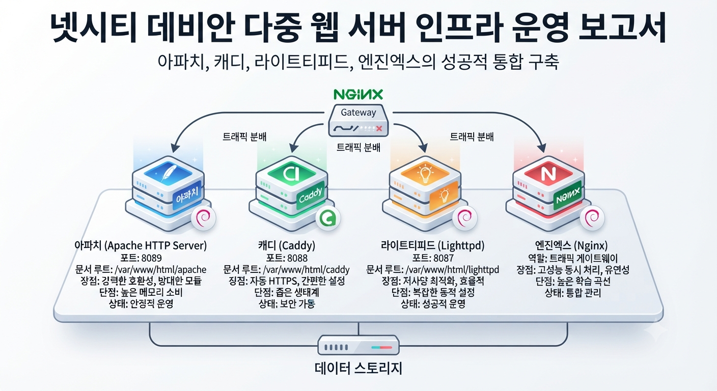 차세대 웹 인프라의 다원화: 데비안 환경에서의 고효율 웹 서버 운영 전략 대표 이미지