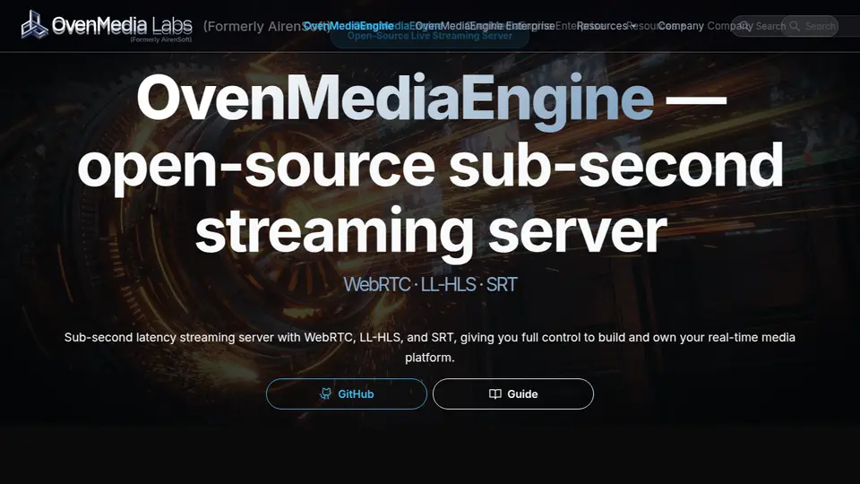 OvenMediaEngine 공식 사이트 화면 캡처