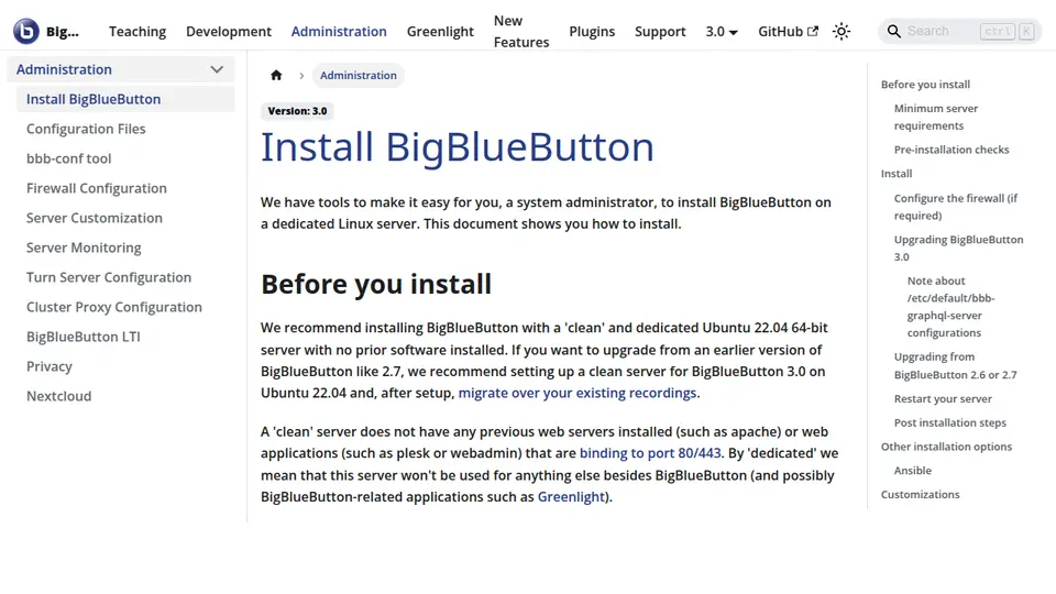 BigBlueButton 공식 사이트 화면 캡처