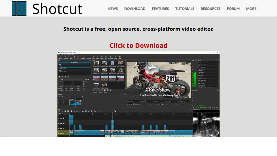 Shotcut 공식 사이트 화면 캡처